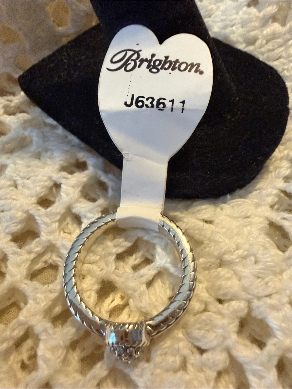 Brighton Silver Crystal Pave Disc Stackable Ring - Picture 4 of 12